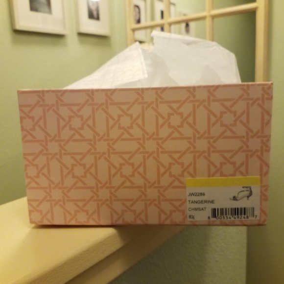 Jewel Badgley Mischka Rhinestone Heeled Sandal Formal 8.5 NIB Tangerine - Picture 7 of 7